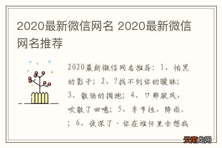微信网名2020最新，个性与潮流的激情碰撞